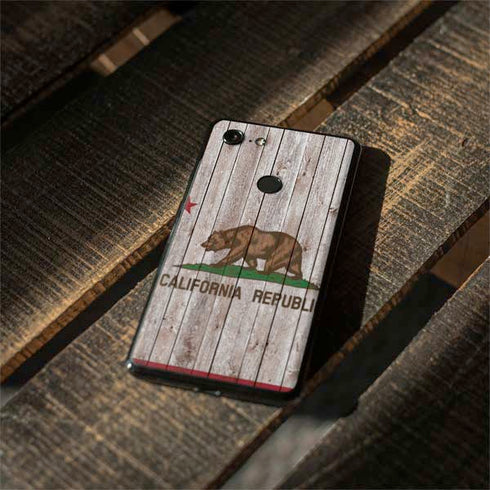 California Flag Dark Wood Google Pixel 3 XL Skin